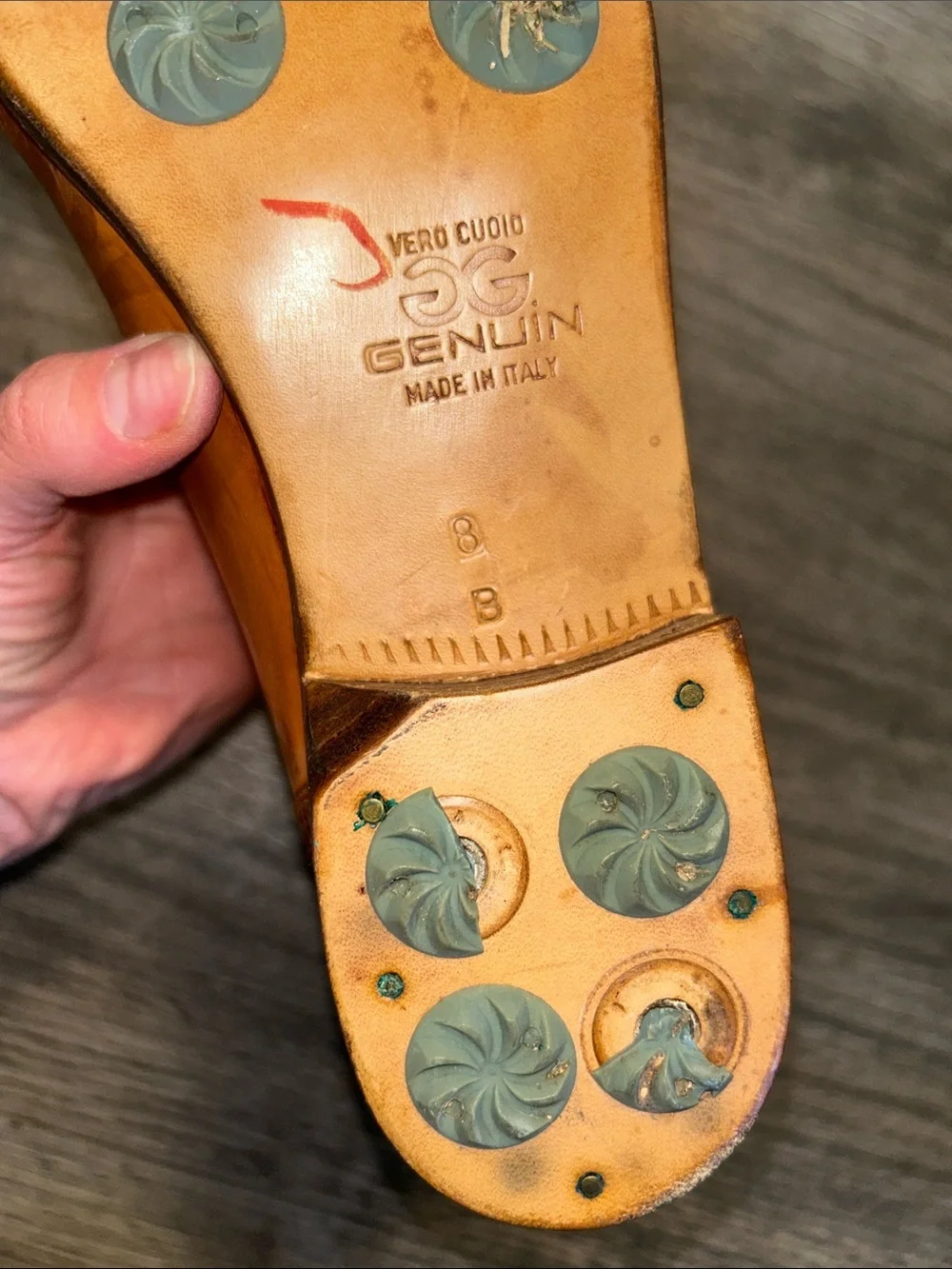 Walter Genuin Made in Italy Golf Shoes Cognac Leather Crocodile Embossed 8B